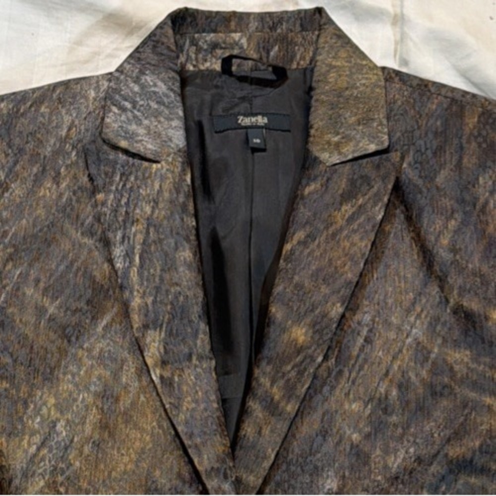 Vtg Zanella Italy Size 10 Snakeskin Textured Metallic Blazer Luxury 90s Jacquard